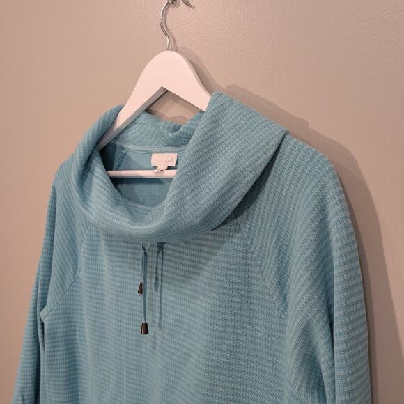 J. Jill Cowl Neck Sweater Top Long Sleeve Faux Layered Coastal Cozy - Size M - Picture 3 of 7